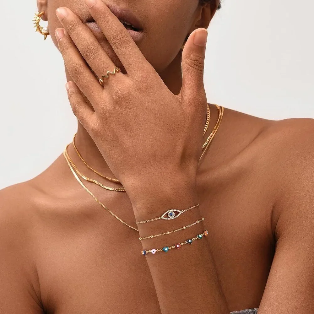Women's 14K Gold Plated Dainty Chain Simple Jewellery Cute Handmade Bracelet